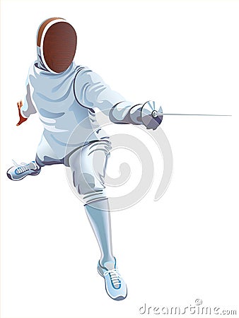 Fencing Player. Fencer Swordsman Athletes on a white background Stock Photo