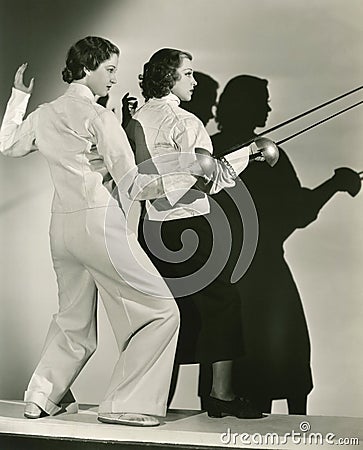Fencing practice Stock Photo