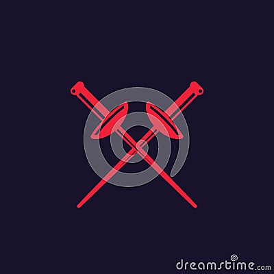 Fencing swords icon, crossed foils Vector Illustration