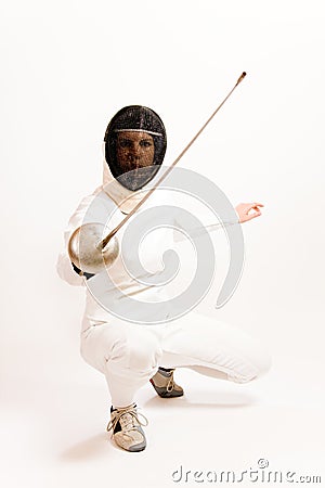 Fencing Woman Stock Photo