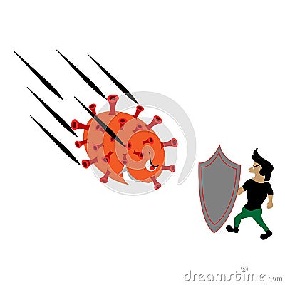 Fend shield immune from danger virus corona invaded Vector Illustration