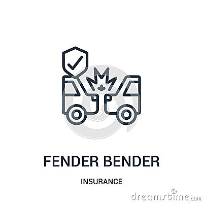 fender bender icon vector from insurance collection. Thin line fender bender outline icon vector illustration. Linear symbol Vector Illustration