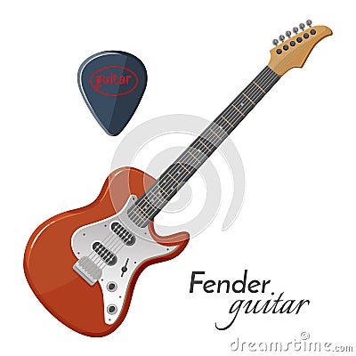 Fender guitar electric instrument most iconic in music. Vector Illustration