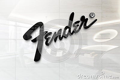 Fender on glossy office wall realistic texture Editorial Stock Photo