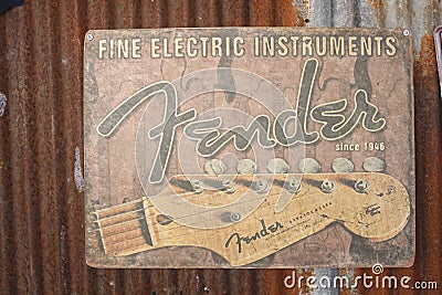 Fender logo banner Editorial Stock Photo