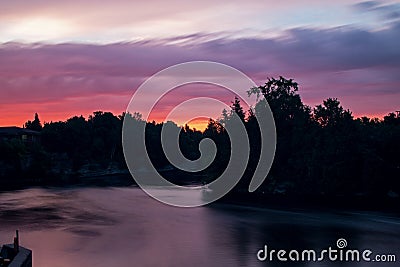 Fenelon River At Sunrise In Ontario, Canada Stock Photo