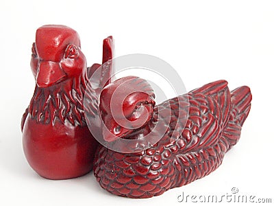 Feng shui netsuke mandarine ducks Stock Photo