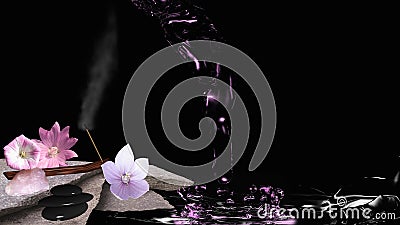 Feng Shui picture with incense sticks. Cartoon Illustration