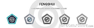 Fengshui icon in filled, thin line, outline and stroke style. Vector illustration of two colored and black fengshui vector icons Vector Illustration