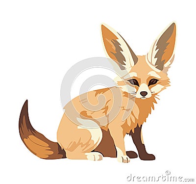 fennec fox on white background Vector Illustration