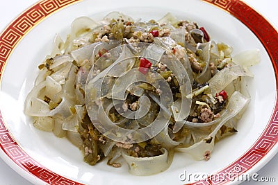 Fenpi, green bean sheet jelly noodles with pickled cabbage Stock Photo
