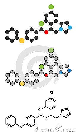 Fenticonazole antifungal drug molecule Vector Illustration