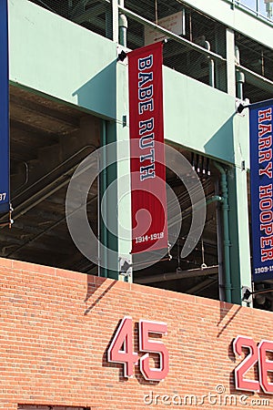 FENWAY PARK, Boston, Ma,BABE RUTH BANNER Editorial Stock Photo