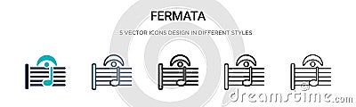 Fermata icon in filled, thin line, outline and stroke style. Vector illustration of two colored and black fermata vector icons Vector Illustration