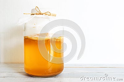 Fermented drink bottle of jun tea Stock Photo