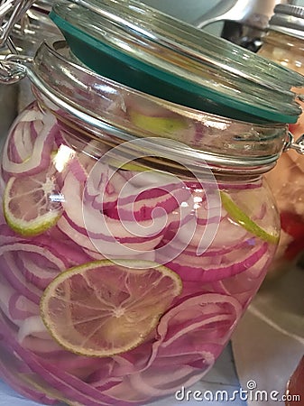 Fermenting Red Onion Stock Photo