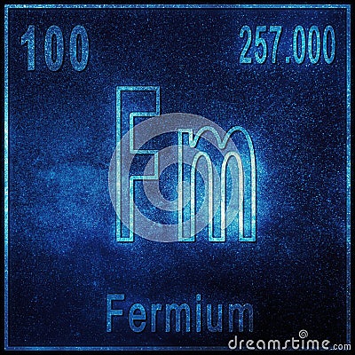 Fermium chemical element, Sign with atomic number and atomic weight Stock Photo