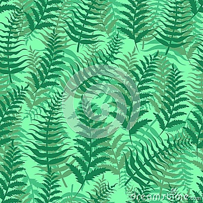 Fern seamless pattern exotic background nature green leaf plant vector illustration. Vector Illustration