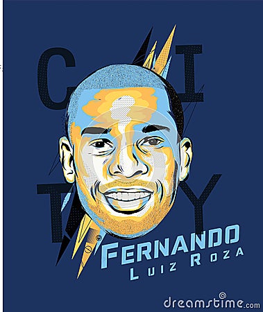 Digital art of Fernandinho - Brazilian footballer. Vector Illustration