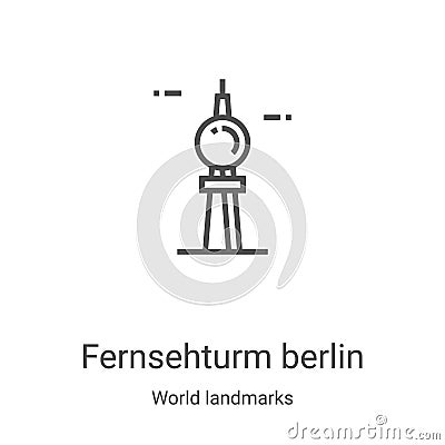 fernsehturm berlin icon vector from world landmarks collection. Thin line fernsehturm berlin outline icon vector illustration. Vector Illustration