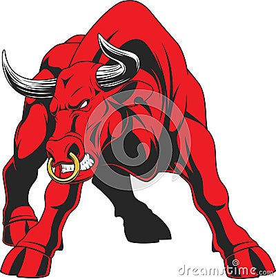 Ferocious bull attacks Vector Illustration