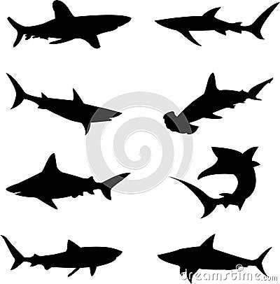 Ferocious deep-sea sharks Vector Illustration