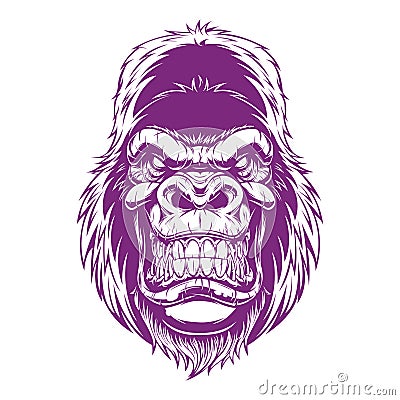 Ferocious Gorilla Newer version vector in Purple color Vector Illustration