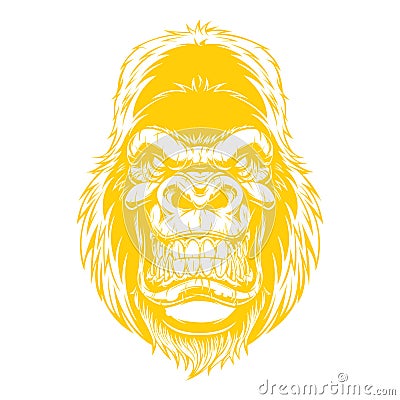 Ferocious Gorilla Vector design at yellow color Vector Illustration