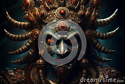 Ferocious Ravana indian demon. Generate AI Stock Photo