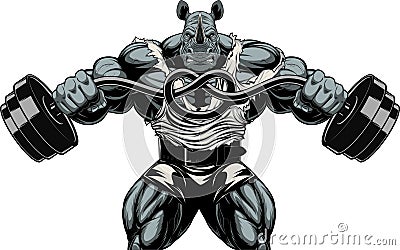 Ferocious Rhino athlete Vector Illustration