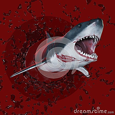 A ferocious toothy shark Cartoon Illustration