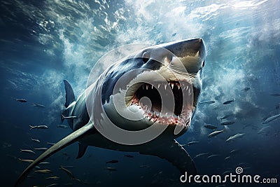 Ferocious Water sea shark. Generate Ai Stock Photo
