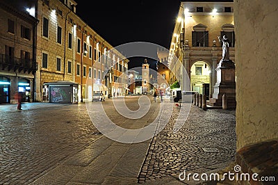 Ferrara, Emilia Romagna, Italy. Pedestrian street by night Stock Photo