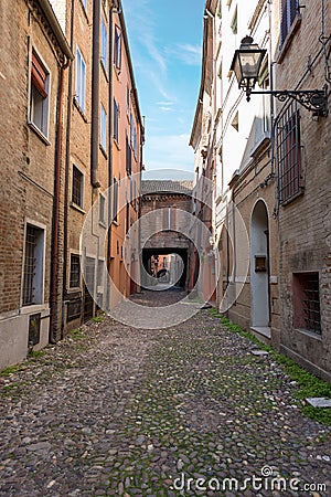 Ferrara Italy - The Medieval Via delle Volte Stock Photo