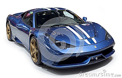 Ferrari Blue supercar Editorial Stock Photo