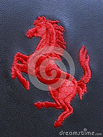 Ferrari- Embroidered `Cavalino Prancing Horse` Editorial Stock Photo