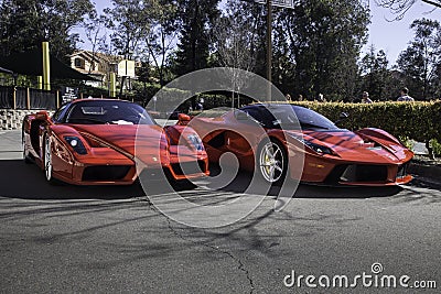 Ferrari Enzo and Laferrari Editorial Stock Photo