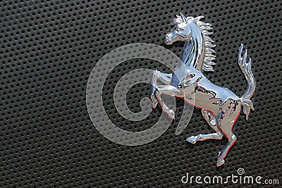 Ferrari logo on gray sport car Editorial Stock Photo