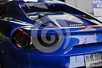 Ferrari 488 spider blue close up Editorial Stock Photo