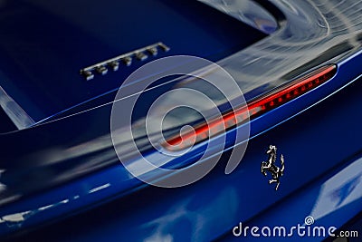 Ferrari 488 spider blue close up Editorial Stock Photo