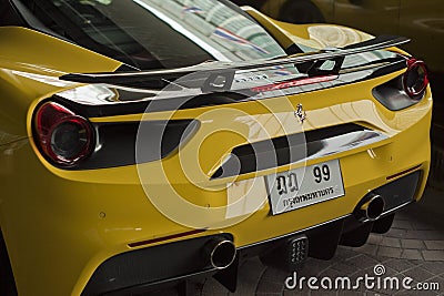 Ferrari 488 spider yellow close up Editorial Stock Photo