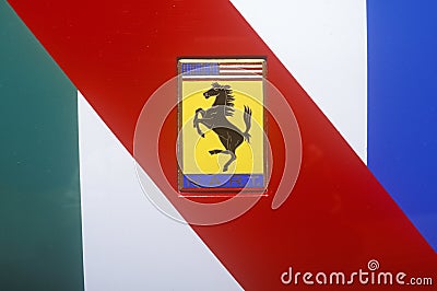A Ferrari sports car logo in Beverly Hills, California Editorial Stock Photo