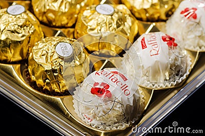 Ferrero collection chocolate products. Editorial Stock Photo