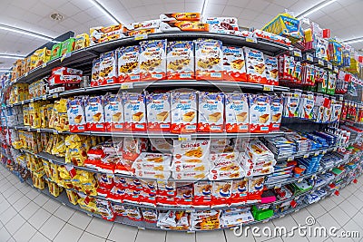 Ferrero Kinder products displayed Editorial Stock Photo