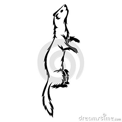 Ferret animal silhouette drawn with various black lines. Design suitable for tattoo, logo Vector Illustration