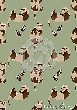 ferret pattern green Stock Photo