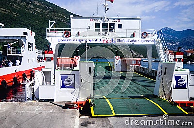 Ferriboat at Kotor bay ,Montenegro Editorial Stock Photo