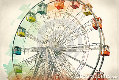 Ferries wheel, carousel, enjoyment. Enjoyment. AI generative Stock Photo