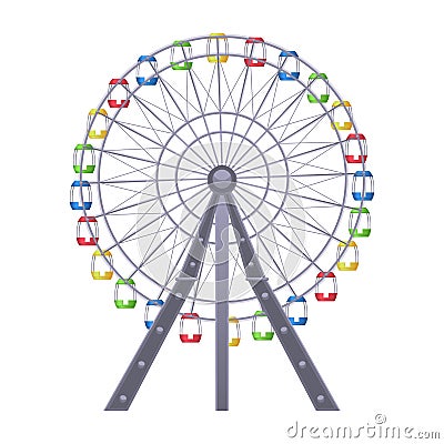 Ferris big observation rotating wheel with multiple passenger-carrying cars Vector Illustration