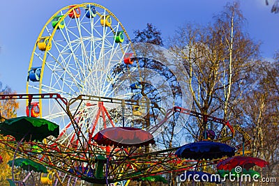 Ferris wheel against the blue sky Stock Photo